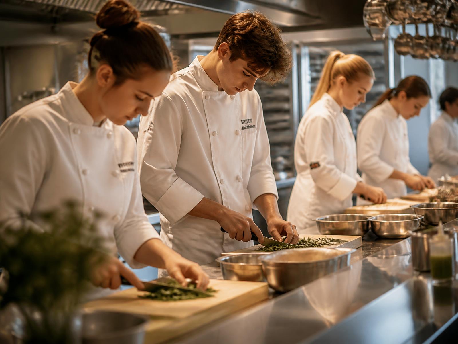 TGCA students training in a professional kitchen in Delhi NCR